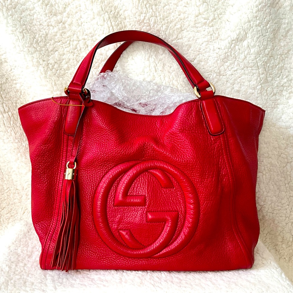 Gucci Soho Red Leather Tote Bag